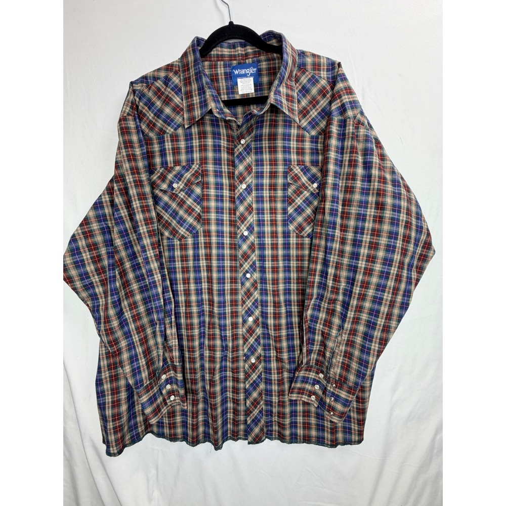 Wrangler Western Shirt 4X Multicolor Plaid Pearl Snap Long Sleeve 75932PP